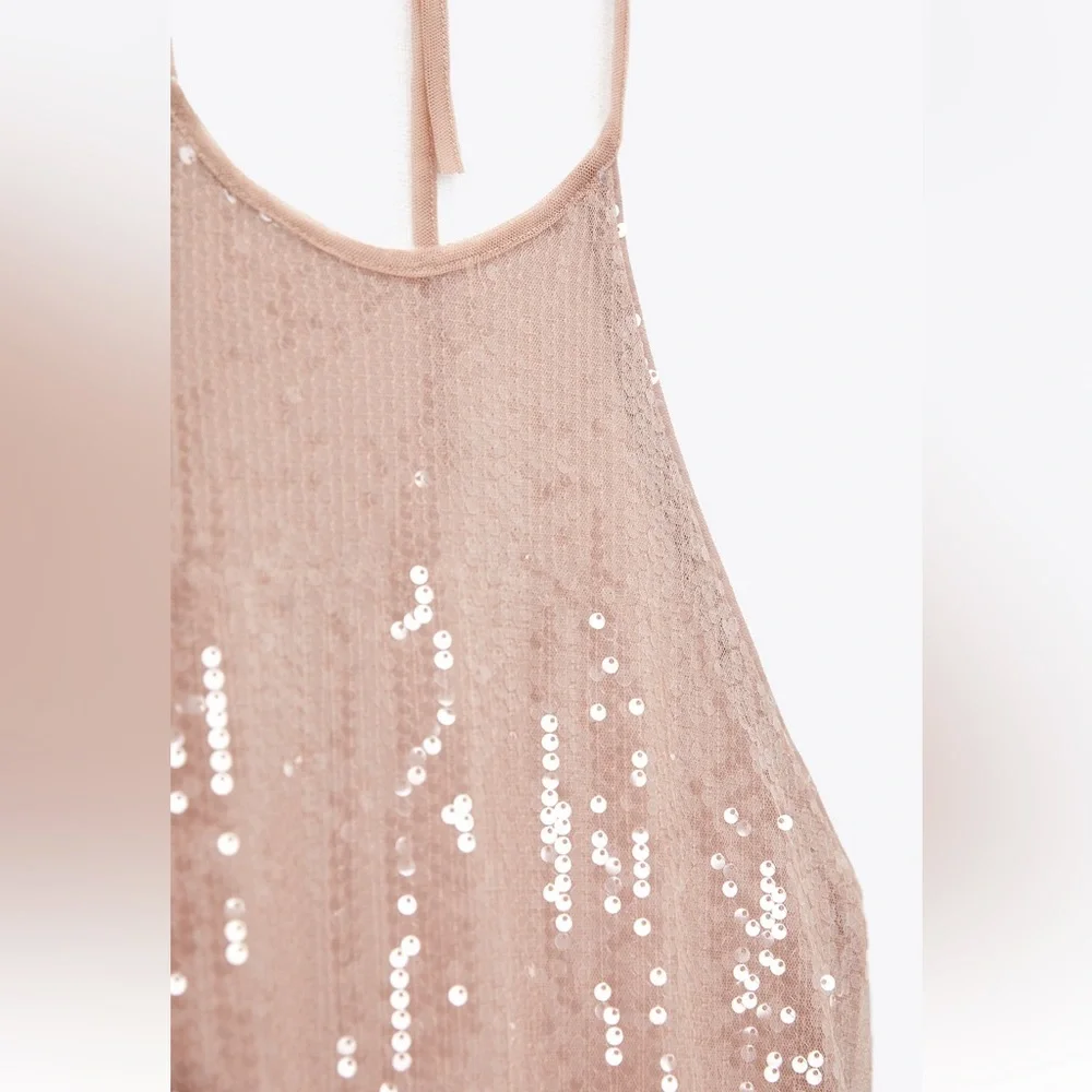 ZARA SEQUIN HALTER DRESS - Picture 8 of 12